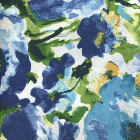 Outdoor Canvas Polyester Fabric Blue Floral Lessandra Sunblu 5 Yards - Picture 1 of 2